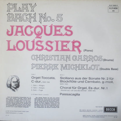 Jacques Loussier, Christian Garros, Pierre Michelot : Play Bach No. 5 (LP, Album, RE)