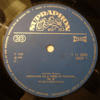 Johannes Brahms, Frédéric Chopin - Milan Klíčník : Paganini Variations / 4 Impromptus (LP)