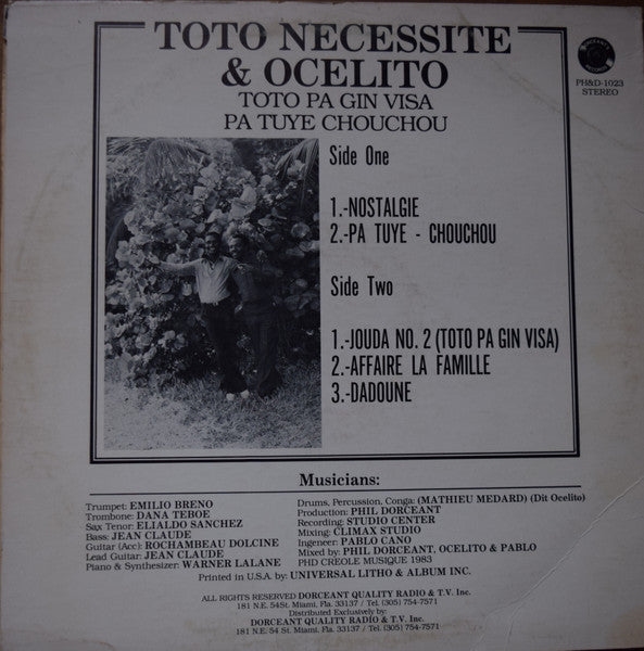Toto Necessite & Ocelito : Toto Pa Gin Visa Pa Tuye Chouchou (LP, Album)