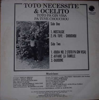 Toto Necessite & Ocelito : Toto Pa Gin Visa Pa Tuye Chouchou (LP, Album)