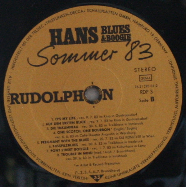 Hans Blues & Boogie : Sommer '83 (LP)