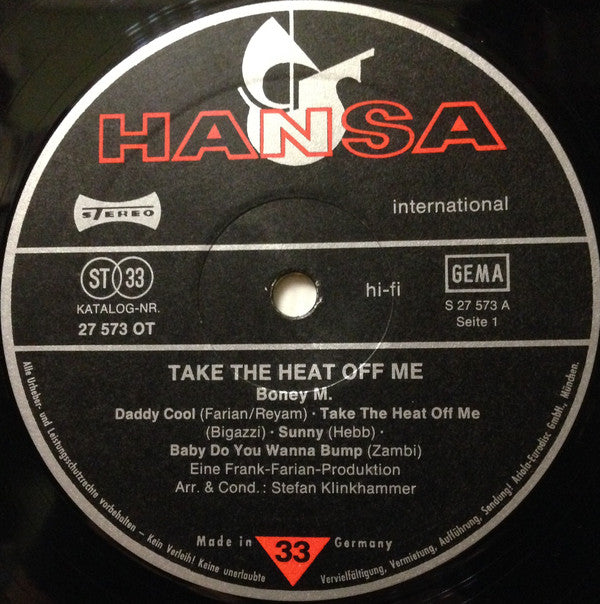 Boney M. : Take The Heat Off Me (LP, Album, RE)