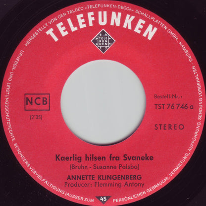 Annette Klingenberg : Kærlig Hilsen Fra Svaneke / Bobby (7", Single)