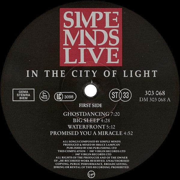 Simple Minds : Live In The City Of Light (2xLP, Album, Gat)