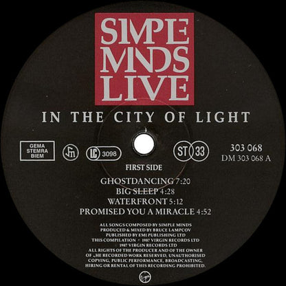 Simple Minds : Live In The City Of Light (2xLP, Album, Gat)