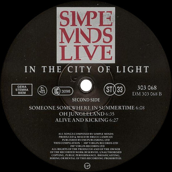 Simple Minds : Live In The City Of Light (2xLP, Album, Gat)