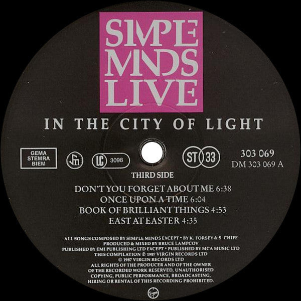 Simple Minds : Live In The City Of Light (2xLP, Album, Gat)