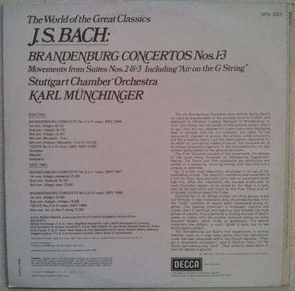 Johann Sebastian Bach, Stuttgarter Kammerorchester, Karl Münchinger : Brandenburg Concertos Nos. 1-3 (LP, Comp)