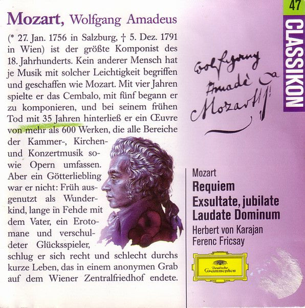 Wolfgang Amadeus Mozart : Requiem / Exsultate, Jubilate / Laudate Dominum (CD, Comp, RE, RM)