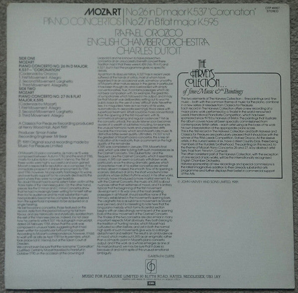 Wolfgang Amadeus Mozart, Rafaël Orozco, English Chamber Orchestra, Charles Dutoit : Piano Concertos No. 26 and No. 27 (LP, Album)