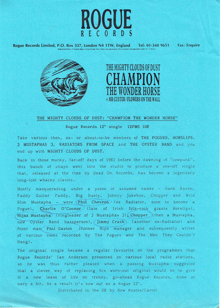 The Mighty Clouds Of Dust : Champion The Wonder Horse (12", Single, RE)