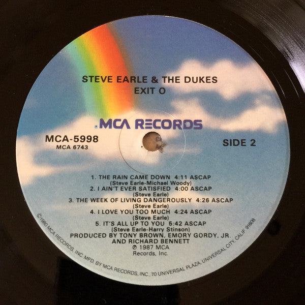 Steve Earle & The Dukes : Exit 0 (LP, Album, Glo)