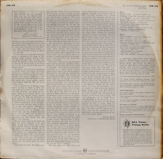 Earl Hines : The Grand Terrace Band (LP, Comp, Mono)