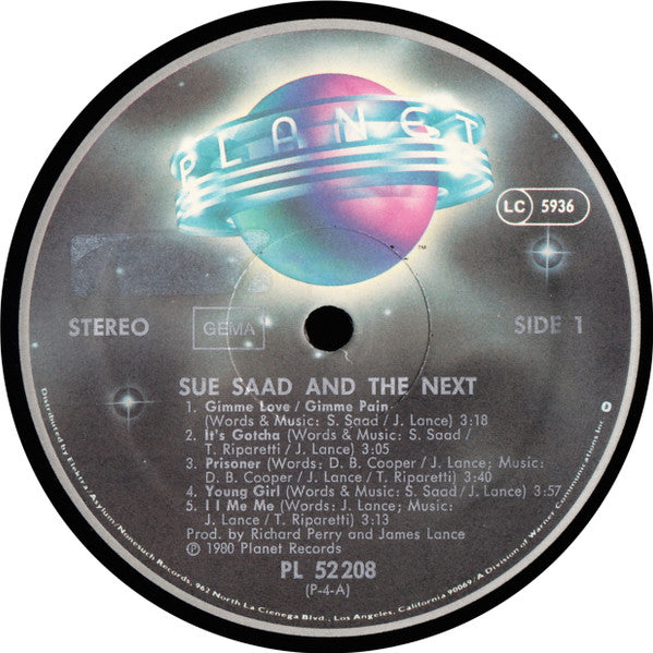 Sue Saad And The Next : Sue Saad And The Next (LP, Album)