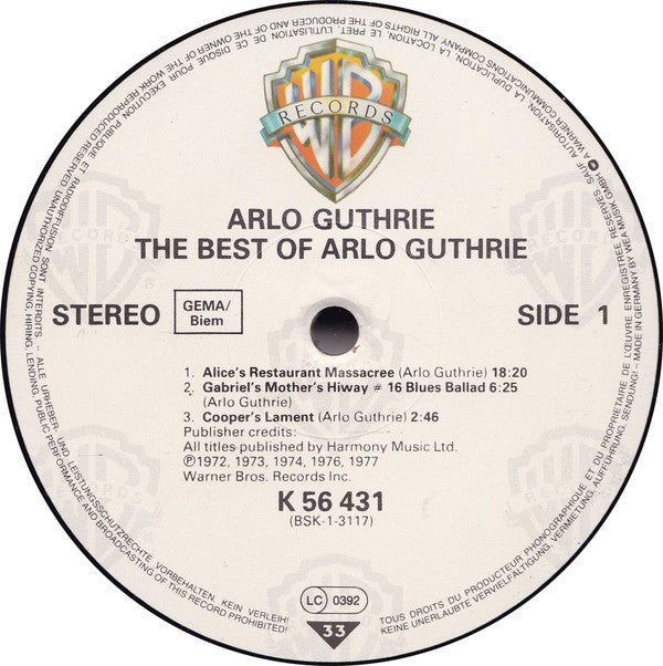 Arlo Guthrie : The Best Of Arlo Guthrie (LP, Comp, RE)