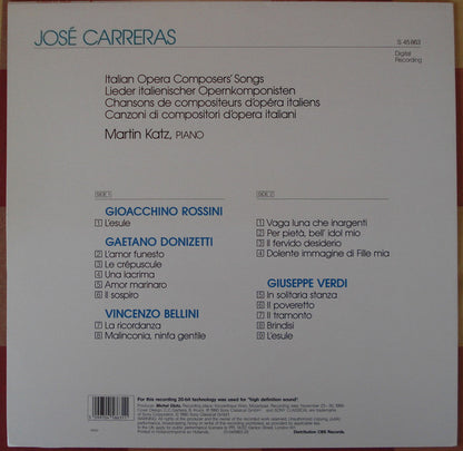 José Carreras : Italian Opera Composers' Songs (LP, Album)