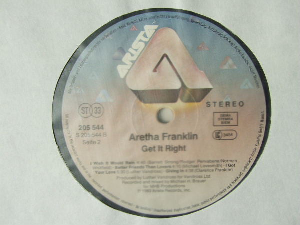 Aretha Franklin : Get It Right (LP, Album)