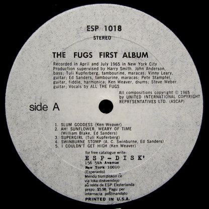 The Fugs : The Fugs First Album (LP, Album, RE)