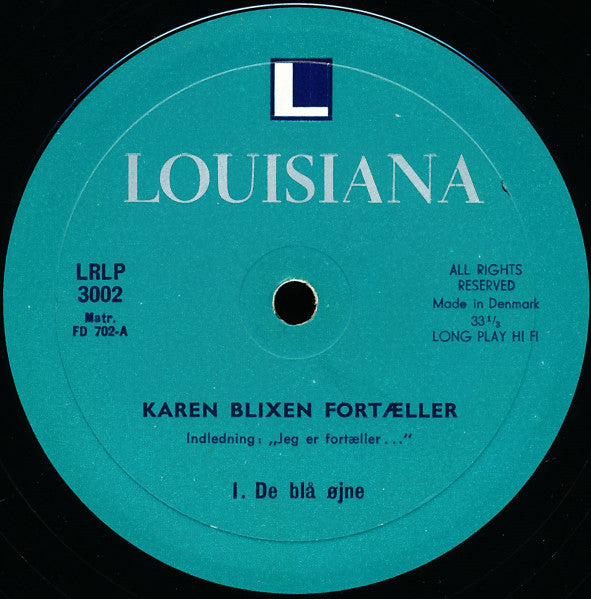 Karen Blixen : Karen Blixen Fortæller  (LP)