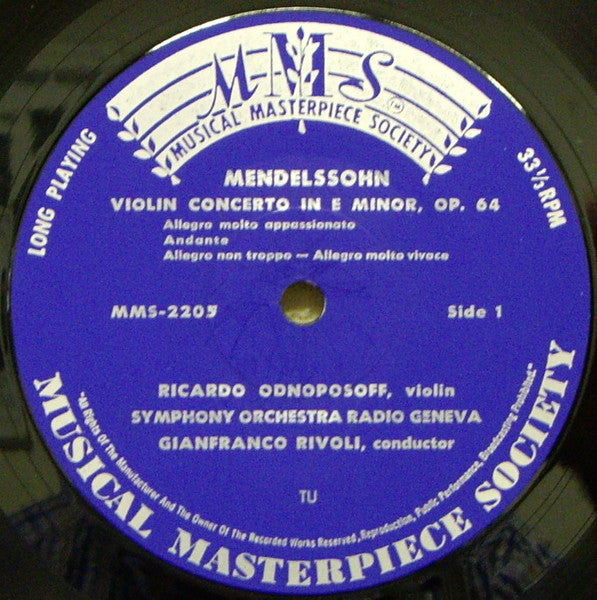 Felix Mendelssohn-Bartholdy / Niccolò Paganini - Ricardo Odnoposoff, Symphonie Orchester Radio Genf Direction: Gianfranco Rivoli : Concertos de Violon = Violinkonzert (LP, Mono)