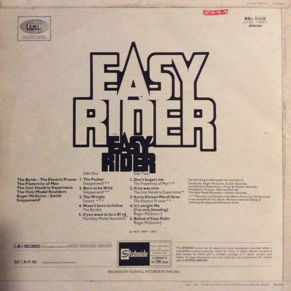 Various : Easy Rider (Songs As Performed In The Motion Picture) (LP, Comp)