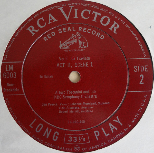 Arturo Toscanini Conducts Giuseppe Verdi / Licia Albanese / Jan Peerce / Robert Merrill / NBC Symphony Orchestra : La Traviata (Complete Opera) (2xLP, Mono + Box, Album)