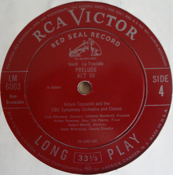 Arturo Toscanini Conducts Giuseppe Verdi / Licia Albanese / Jan Peerce / Robert Merrill / NBC Symphony Orchestra : La Traviata (Complete Opera) (2xLP, Mono + Box, Album)