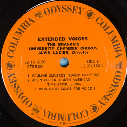 The Brandeis University Chamber Chorus, Alvin Lucier : Extended Voices (LP, Album, RP)