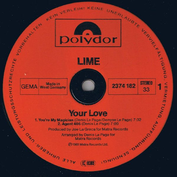 Lime (2) : Your Love (LP, Album)