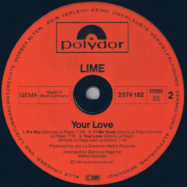 Lime (2) : Your Love (LP, Album)