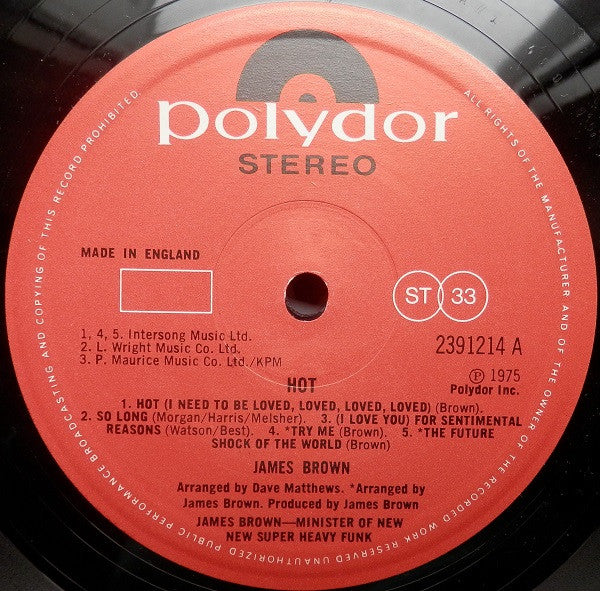 James Brown : Hot (LP, Album)