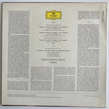 Antonio Vivaldi • Fernando Carulli • Mauro Giuliani (2) - Siegfried Behrend • I Musici : Altitalienische Gitarrenkonzerte (LP, RP)