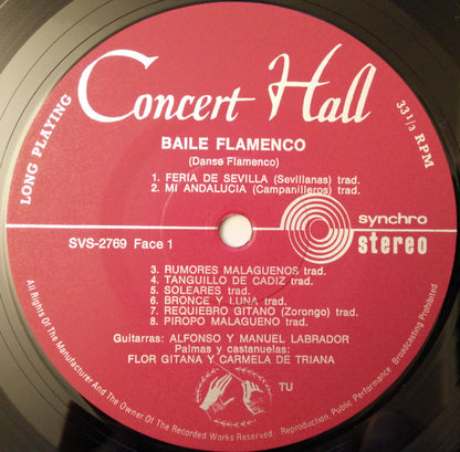 Alfonso Y Manuel Labrador, Flor Gitana, Carmela De Triana : Baile Flamenco (LP)