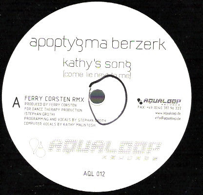 Apoptygma Berzerk : Kathy's Song (Come Lie Next To Me) (12")