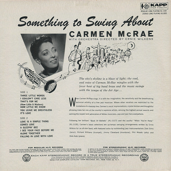 Carmen McRae : Something To Swing About (LP, Album, Mono)