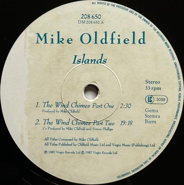 Mike Oldfield : Islands (LP, Album)