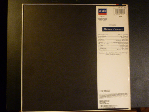 Giacomo Puccini  -  Kiri Te Kanawa, José Carreras  -  Orchestra Del Teatro Comunale Di Bologna E Coro del Teatro Comunale di Bologna, Riccardo Chailly : Manon Lescaut (2xLP + Box)