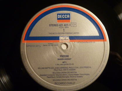 Giacomo Puccini  -  Kiri Te Kanawa, José Carreras  -  Orchestra Del Teatro Comunale Di Bologna E Coro del Teatro Comunale di Bologna, Riccardo Chailly : Manon Lescaut (2xLP + Box)