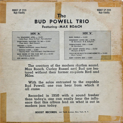 The Bud Powell Trio Featuring Max Roach : Bud (LP, Album, Comp, Mono)