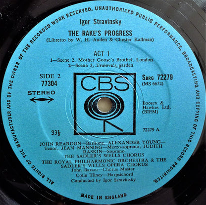 Igor Stravinsky - Royal Philharmonic Orchestra, The Sadler's Wells Opera Chorus, Judith Raskin, Alexander Young, John Reardon (2), Regina Sarfaty : The Rake's Progress  (3xLP, Album, RE + Box)