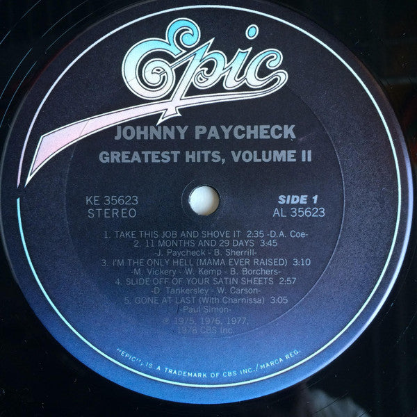 Johnny Paycheck : Greatest Hits, Volume 2 (LP, Comp, RP)