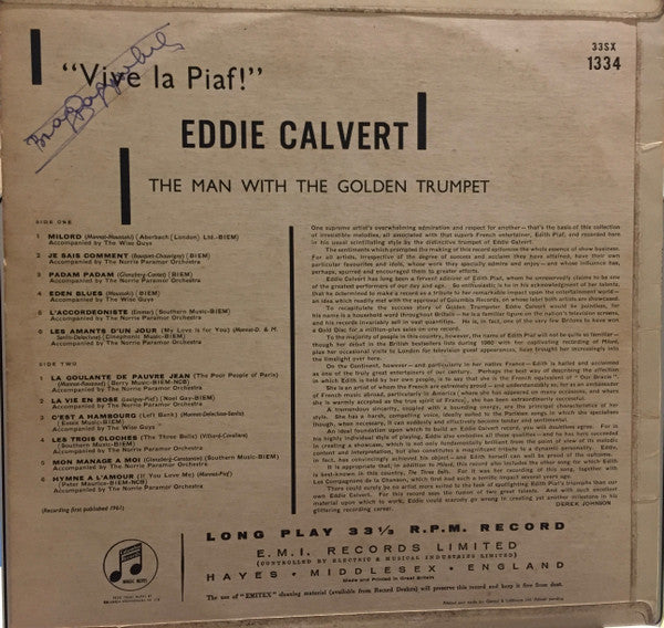 Eddie Calvert : Vive La Piaf! (LP, Album, Mono)