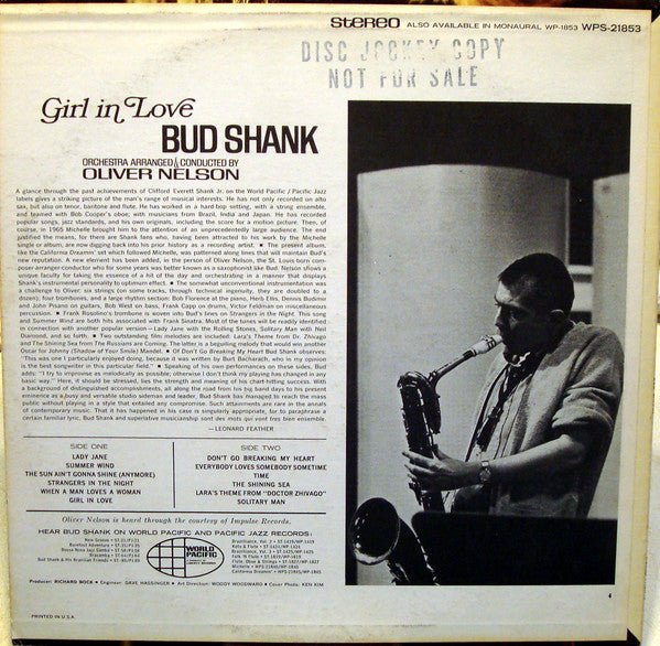 Bud Shank : Girl In Love (LP, Album, Promo)