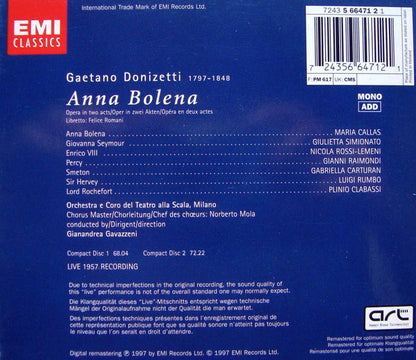 Gaetano Donizetti - Maria Callas, Giulietta Simionato, Nicola Rossi-Lemeni, Gianni Raimondi, Gabriella Carturan, Orchestra Del Teatro Alla Scala E Coro Del Teatro Alla Scala, Gianandrea Gavazzeni : Anna Bolena (Live 1957 Recording) (2xCD, Album, Mono, RE, RM + Box, Sli)
