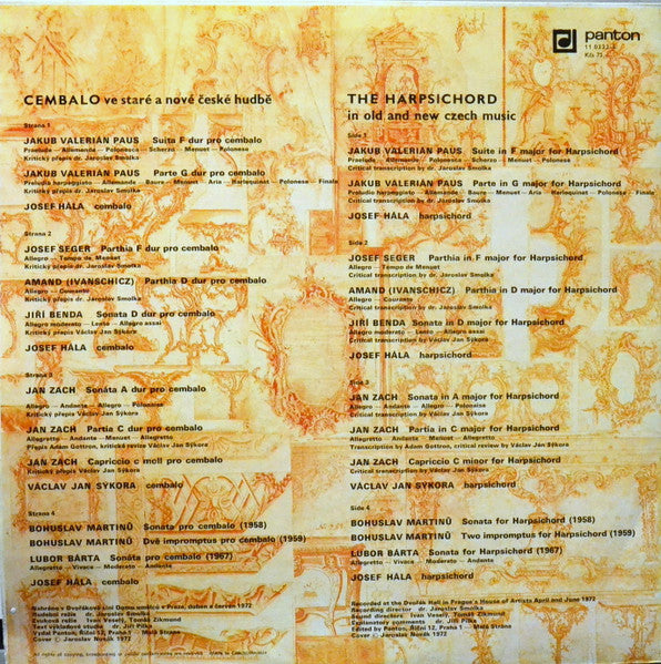 Jakub Valerian Paus, Josef Seger, Amandus Ivanschiz, Georg Anton Benda, Jan Zach, Bohuslav Martinů, Lubor Bárta : Cembalo Ve Staré A Nové České Hudbě = The Harpsichord In Old And New Czech Music (2xLP, RP, Gat)