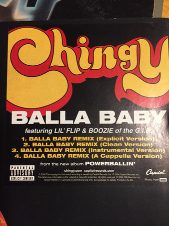 Chingy : Balla Baby (Remix) (12", Promo)