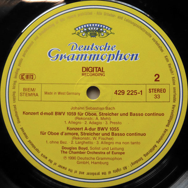 Johann Sebastian Bach, Douglas Boyd, The Chamber Orchestra Of Europe : Oboenkonzerte BWV 1053 - 1055 - 1059 (LP, Album)