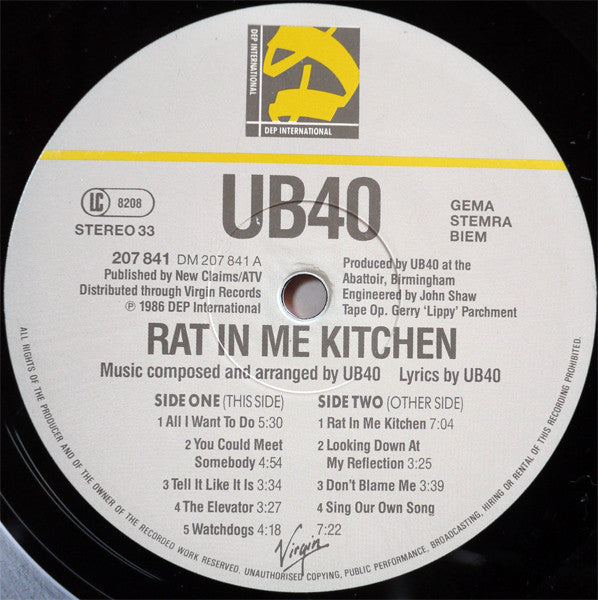 UB40 : Rat In The Kitchen (LP, Album)