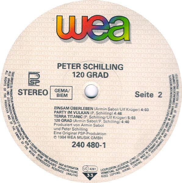 Peter Schilling : 120 Grad (LP, Album)