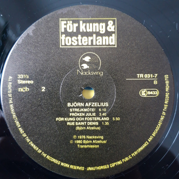 Björn Afzelius : För Kung & Fosterland (LP, Album, RE)